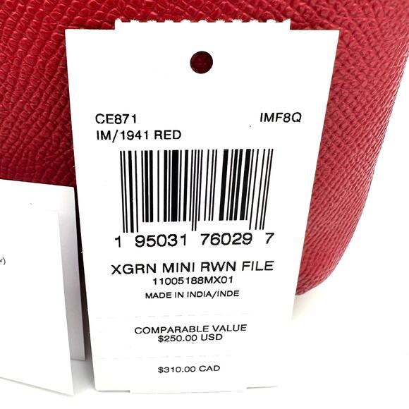 Coach Mini Rowan File Bag Crossbody Purse in 1941 Red Leather CE871 - Picture 9 of 9